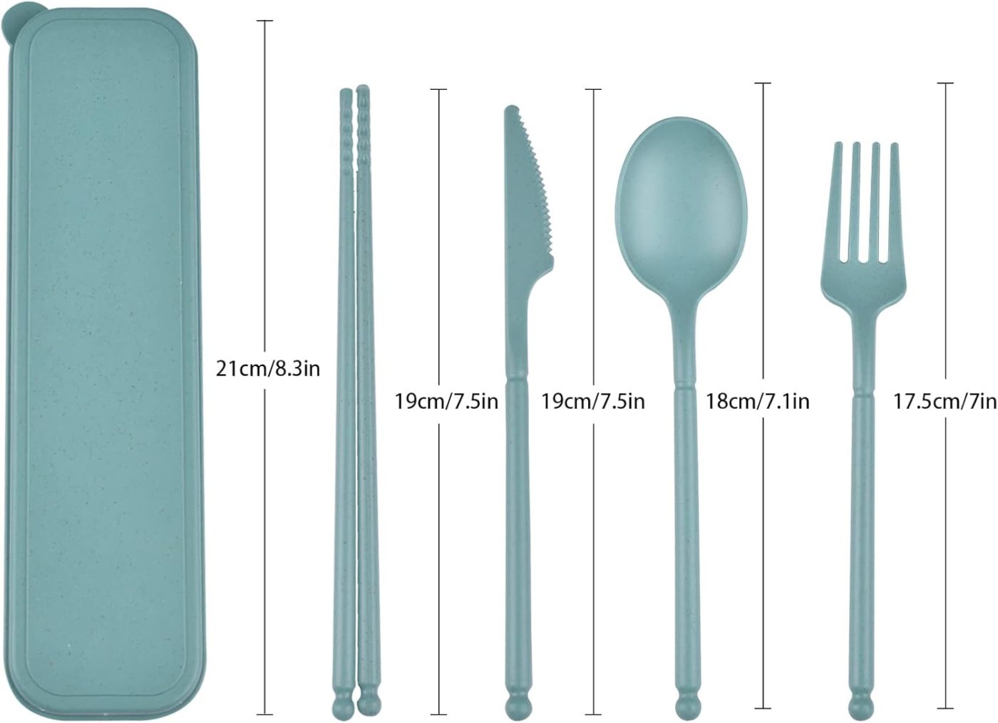 CUNTAUK reusable utensils set with case dark green portable cutlery