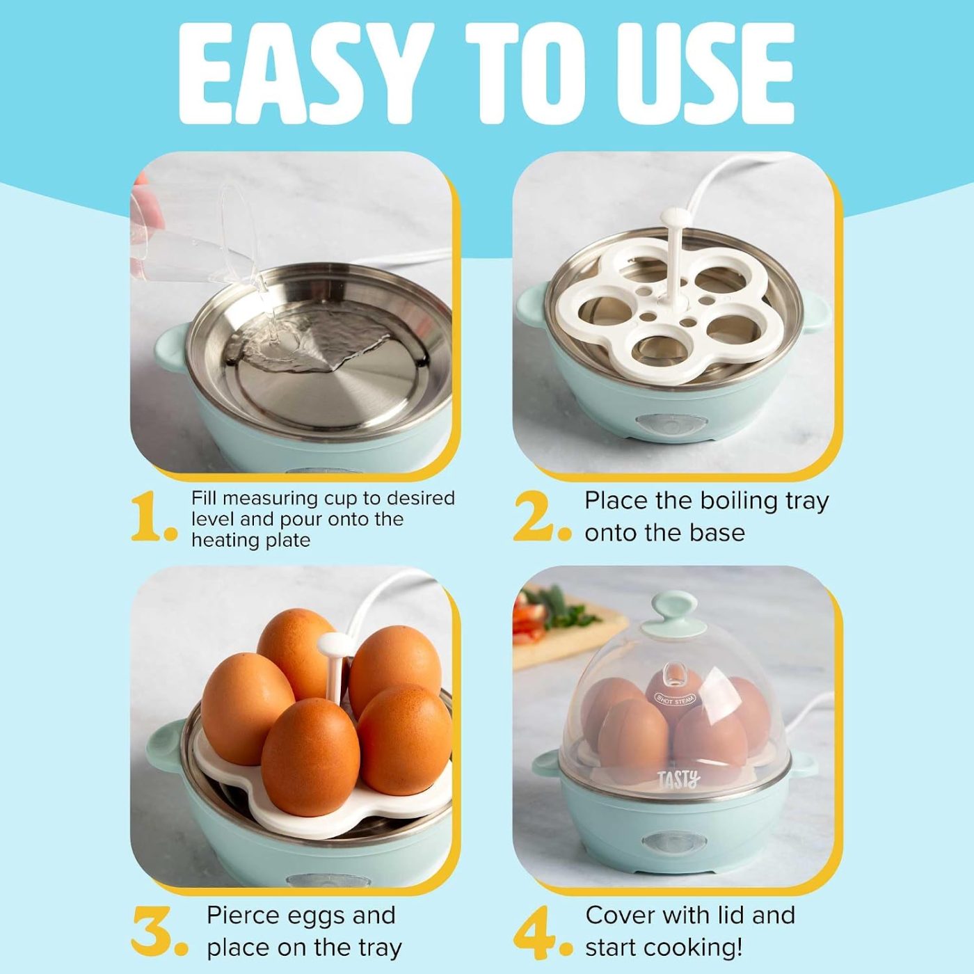 Compact Tasty egg cooker for dorm apartment RV kitchen USA