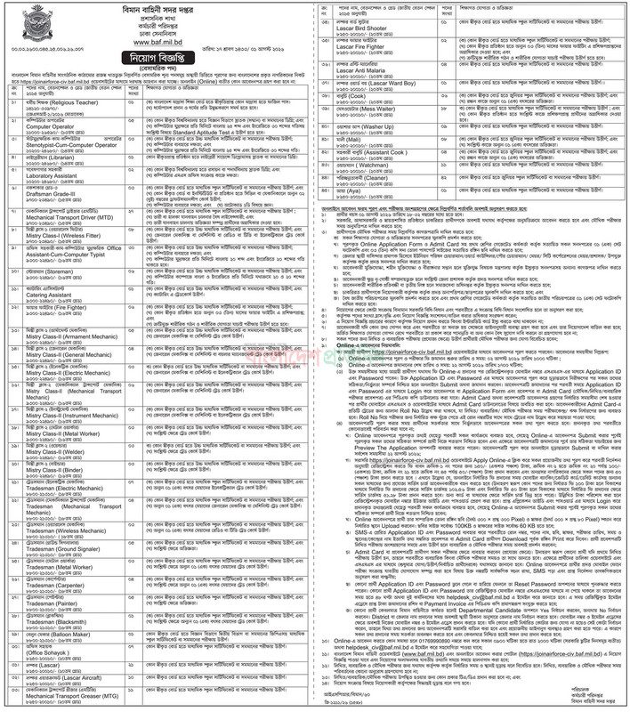 Air Force Civil Job Circular 2026 official notice cover