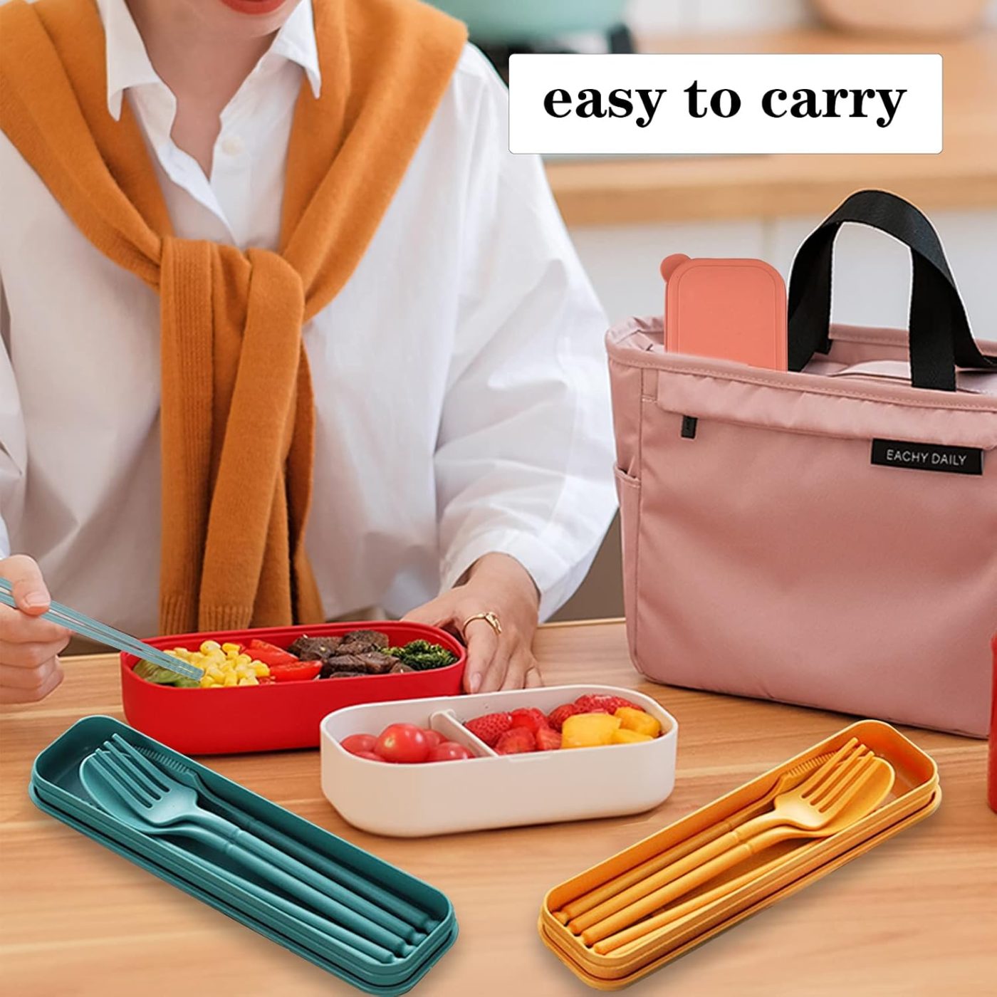 Eco friendly reusable cutlery set portable for picnic camping and office