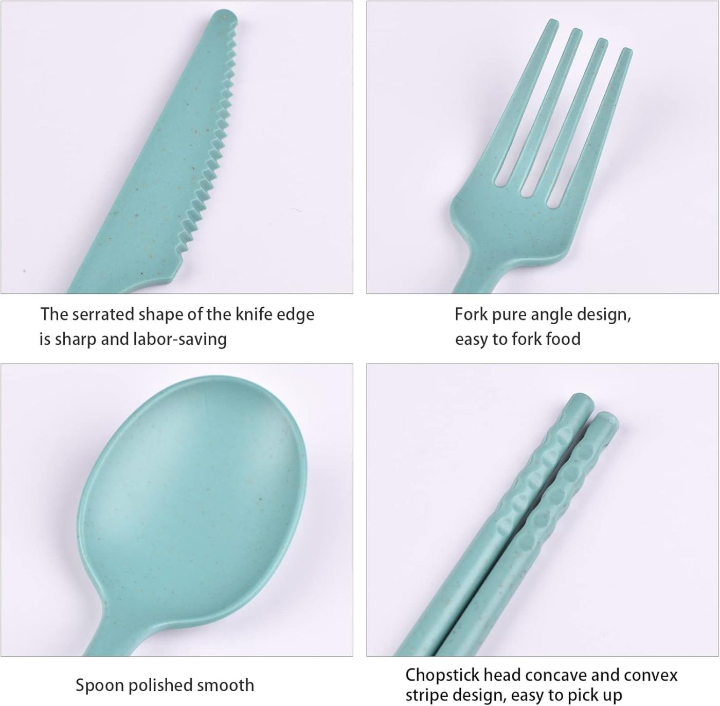 Portable cutlery set case size next to reusable fork spoon knife chopsticks