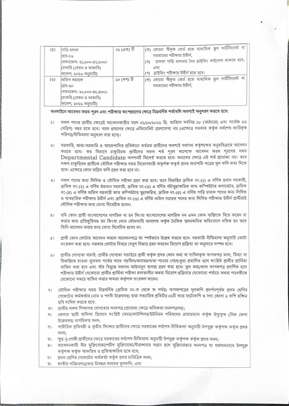 Taxes Zone-4 Dhaka job circular 2026 page 2 - Office Assistant Driver Support Staff age limit