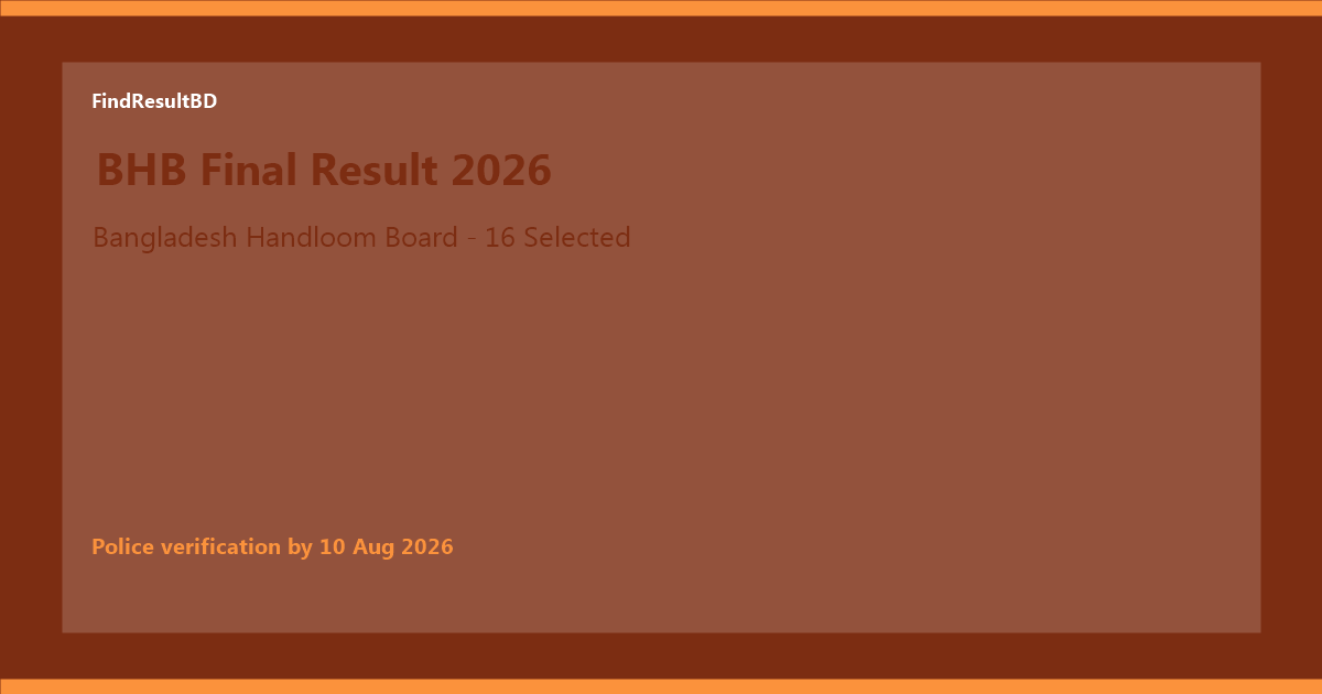 Bangladesh Handloom Board BHB final result 2026