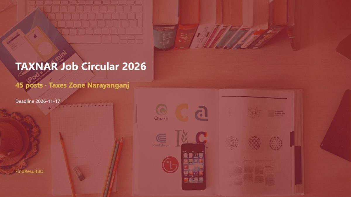 TAXNAR Job Circular 2026 – Taxes Zone-Narayanganj 45 Posts cover – FindResultBD