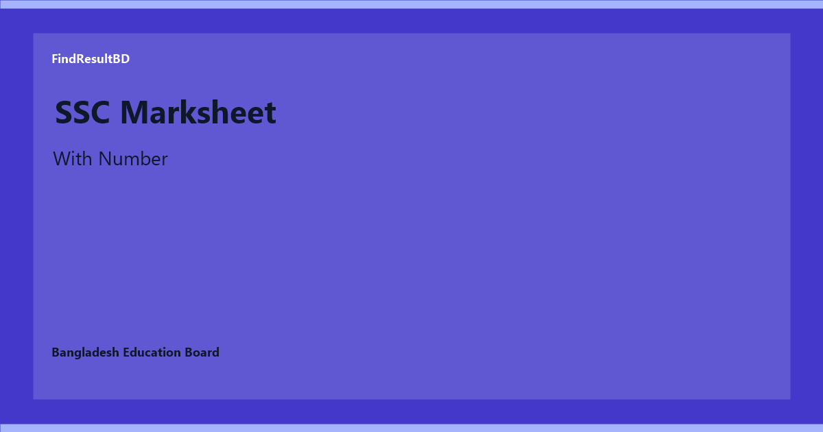 SSC Result with marksheet with number checking guide